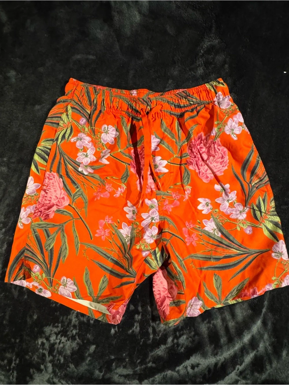 Men's Orange Floral Swim Trunks